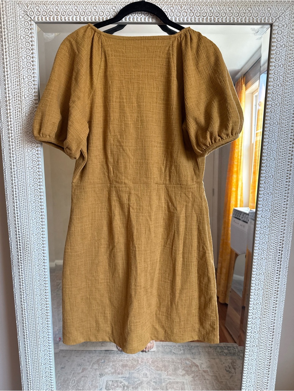 Madewell Mustard Button-Front Puff Sleeve Mini Dress - Picture 7 of 7